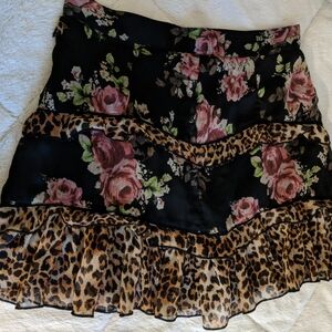 Asos Design leopard and floral ruffle skirt